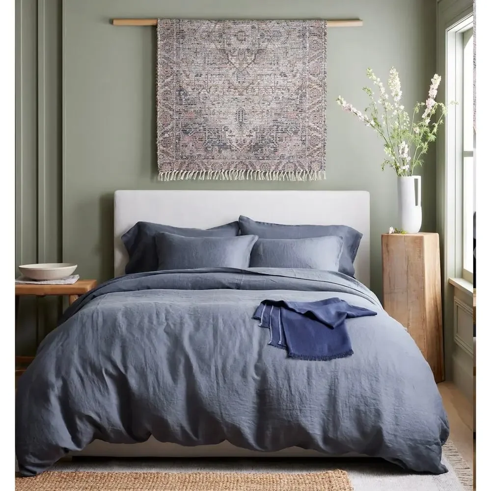 Quince European Linen Duvet Cover Set King/Cal King Nightfall NWOT